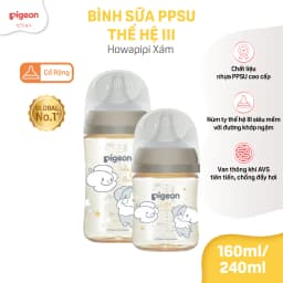 Thumbnail Bình sữa Pigeon PPSU Plus thế hệ III cổ rộng Howapipi (160ml/240ml) 2