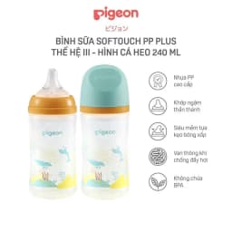 Thumbnail Bình sữa Pigeon Softouch PP Plus thế hệ III Hình thú 4