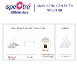 Thumbnail Bình sữa PPSU cổ rộng Spectra 260ml kèm núm ti size M/L/XL (Xanh đậm/ Vàng) 4