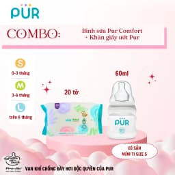 Thumbnail Bình sữa Pur Comfort + núm mềm Advanced + khăn 20 tờ 1