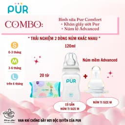 Thumbnail Bình sữa Pur Comfort + núm mềm Advanced + khăn 20 tờ 2