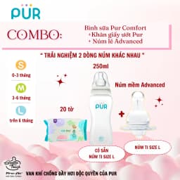 Thumbnail Bình sữa Pur Comfort + núm mềm Advanced + khăn 20 tờ 3