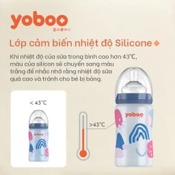 Thumbnail Bình sữa thủy tinh cổ rộng Yoboo YB-0043/0044 bọc silicon cảm biến nhiệt - Chính hãng 4