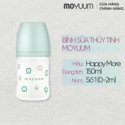Thumbnail Bình sữa Thủy tinh tráng silicon Moyuum - Mẫu xanh - 150ml - Kèm núm 1 1