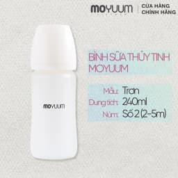 Thumbnail Bình sữa Thủy tinh tráng silicon Moyuum - Mẫu trơn - 240ml - Kèm núm 2 1