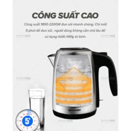 Thumbnail Bình Đun Siêu Tốc 1.5 Lít SHARP EKJ-15EVS-ST Vạch báo nước, Cảm biến nhiệt FADA 4