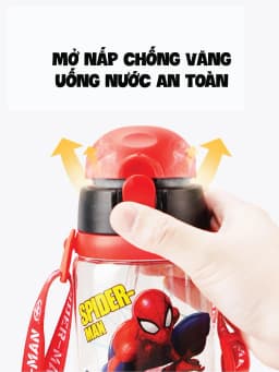 Thumbnail Bình uống nước cho bé 1989KIDS chất liệu tritan an toàn cho bé,Bình nước siêu nhân elsa cho trẻ em 2 nắp tiện lợi 4