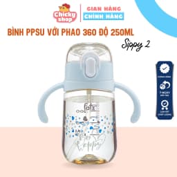 Thumbnail Bình uống nước PPSU bật hút 2 tay cầm với phao 360 độ 250ml Fatzbaby FB0298BT (Màu hồng, màu xanh) 1