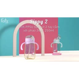 Thumbnail Bình uống nước PPSU bật hút 2 tay cầm với phao 360 độ 250ml Fatzbaby FB0298BT (Màu hồng, màu xanh) 4