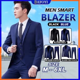 Thumbnail Bộ 3 Bộ Áo Blazer Nam Bộ Phù Hợp Với Công Sở Chính Thức Cưới Văn Phòng Hàn Quốc Áo Khoác Ngoài Quần Áo Khoác Tuxedo Sut lelaki 3