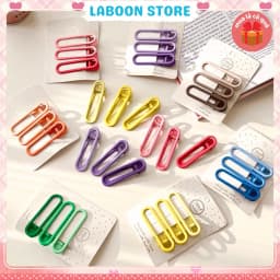 Thumbnail Bộ 3 kẹp tóc mái mỏ vịt LABOON accessories chữ nhật nhiều màu phụ kiện kẹp tóc mái basic thời trang 1
