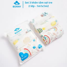 Thumbnail Bộ 3 Khăn Tắm BONNY Sợi Tre 1m1x1m2 Siêu Nhẹ, Mềm Mịn và Thấm Hút Tốt 1