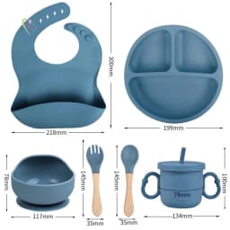 Thumbnail Bộ ăn dặm cho bé Silicon Thực Phẩm,Combo Khay,Bát ,Yếm,Thìa,Cốc ăn dặm cho bé ăn dặm 6 tháng  đến 3T 2
