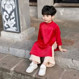 Thumbnail Bộ Áo Dài Bé Trai Bé Gái Fbaby Thiết Kế Trơn Cao Cấp Mềm Mại Mặc Tết Đi Chơi Sự Kiện 2