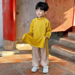 Thumbnail Bộ Áo Dài Bé Trai Bé Gái Fbaby Thiết Kế Trơn Cao Cấp Mềm Mại Mặc Tết Đi Chơi Sự Kiện 3