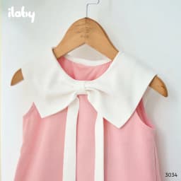 Thumbnail Bộ áo kèm váy bé gái ILABY bộ áo cổ xếp nơ khoét nách và chân váy A phong cách dễ thương [3034] 3
