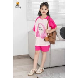 Thumbnail Bộ áo phông, quần đùi LITIBABY ngắn tay ráp lăng cho bé gái 30kg - 60kg 1