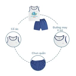 Thumbnail Bộ ba lỗ BENTY phối viền in khủng long BT099, đồ bộ cao cấp cotton mặc ngủ điều hòa, đi chơi cho bé 3
