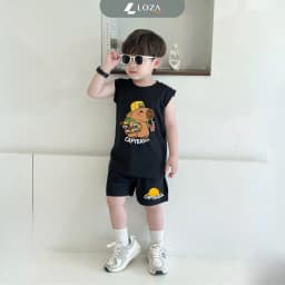Thumbnail Bộ ba lỗ Capybara size từ 15-40kg - Bộ đồ sát nách cho bé Loza Kids BL347 2