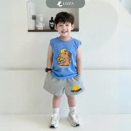 Thumbnail Bộ ba lỗ Capybara size từ 15-40kg - Bộ đồ sát nách cho bé Loza Kids BL347 4