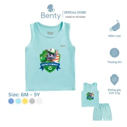 Thumbnail Bộ ba lỗ in chó cứu hộ Paw Patrol BENTY thấm hút mồ hôi tốt, quần áo trẻ em cao cấp chính hãng 1