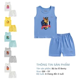 Thumbnail Bộ ba lỗ in chó cứu hộ Paw Patrol BENTY thấm hút mồ hôi tốt, quần áo trẻ em cao cấp chính hãng 2