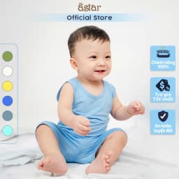 Thumbnail Bộ ba lỗ màu trơn Astar vải cotton rayon cho bé trai, bé gái 9 tháng đến 6 tuổi 1