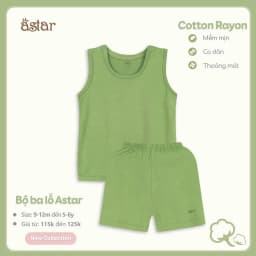 Thumbnail Bộ ba lỗ màu trơn Astar vải cotton rayon cho bé trai, bé gái 9 tháng đến 6 tuổi 3