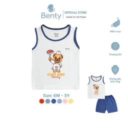 Thumbnail Bộ ba lỗ phối viền BENTY in hình BT098 Chef Dog đáng yêu, chất vải cao cấp, thấm hút mồ hôi tốt 1