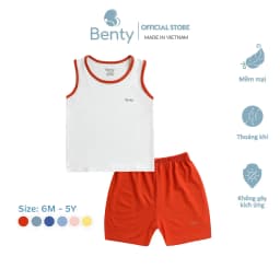 Thumbnail Bộ ba lỗ phối viền trơn BENTY cute, chất vải cao cấp, mềm mịn đồ bộ mặc nhà cho bé trai và bé gái 1
