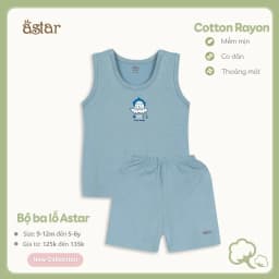 Thumbnail Bộ ba lỗ trẻ em ASTAR in hình ,vải petit cotton rayon, co giãn, mềm, mịn, mát, cho bé trai,bé gái từ 9 tháng đến 6 tuổi 1