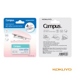 Thumbnail Bộ Bấm Ghim Mini Campus Pastel Màu Hồng Dễ Thương Nhỏ Gọn Trong Hộp Bút 2