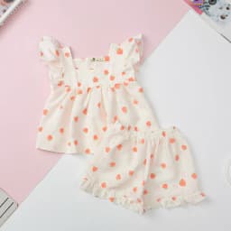 Thumbnail Bộ bé gái mặc nhà mùa hè LITIBABY, vải đũi xốp, tay áo cánh tiên size 2 đến 7 tuổi 2