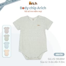 Thumbnail Bộ body chip cộc tay Arich chất liệu xô tre cho bé trai, bé gái cho bé size từ newborn - 12 tháng 3