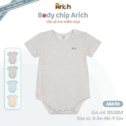 Thumbnail Bộ body chip cộc tay Arich chất liệu xô tre cho bé trai, bé gái cho bé size từ newborn - 12 tháng 4
