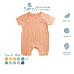Thumbnail Bộ body cộc tay cài chéo BENTY màu trơn,thiết kế tiện lợi,vải cotton an toàn da bé từ 0 đến 18 tháng 1