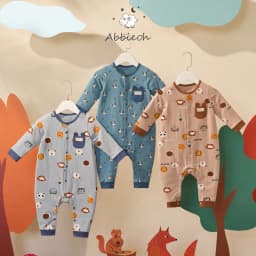Thumbnail Bộ bodysuit nỉ giữ nhiệt dài tay cotton cho bé sơ sinh ABBIEOH động vật ngộ nghĩnh 0-12 tháng BD550-572-657-667-680-676 4
