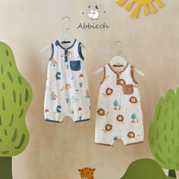 Thumbnail Bộ bodysuit sát nách bé trai ABBIEOH in hình con vật cho bé 0-12 tháng BD601 BD762 1