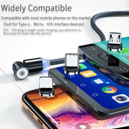 Thumbnail Bộ Cáp Sạc Hdoorlink Nam Châm Cổng Usb Type C Xoay 360 Độ + Dây 180 Độ Cho IPANDROID 3