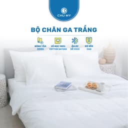Thumbnail Bộ chăn ga trắng khách sạn CHU MY, cotton Sateen 100%, T400, chuẩn 5 sao cho phòng ngủ 1