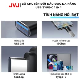 Thumbnail Bộ Chuyển Đổi Đầu Đọc Đa Năng JVJ USB Type-C HUB C1, Cổng USB TYPE C 1in1, Đầu Chuyển Đổi Cho Điện Thoại Laptop BH 2 Năm 3