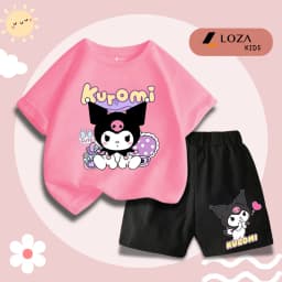 Thumbnail Bộ cộc bé gái Kuromi nhiều màu chất liệu thun cotton - Quần áo trẻ em nữ size từ 15-40kg -  Loza Kids SB308 2