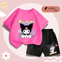 Thumbnail Bộ cộc bé gái Kuromi nhiều màu chất liệu thun cotton - Quần áo trẻ em nữ size từ 15-40kg -  Loza Kids SB308 3