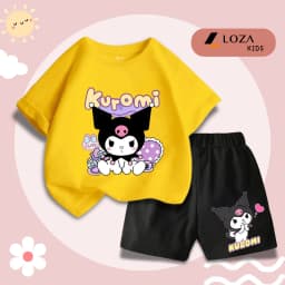 Thumbnail Bộ cộc bé gái Kuromi nhiều màu chất liệu thun cotton - Quần áo trẻ em nữ size từ 15-40kg -  Loza Kids SB308 4