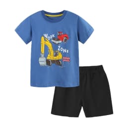 Thumbnail Bộ cộc tay bé trai SKIDS quần áo trẻ em mùa hè ngắn tay cotton họa tiết oto khủng long đáng yêu 3