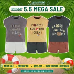 Thumbnail Bộ cộc tay bé trai Ualarogo sát nách 1-5 tuổi vải Cotton sớ gỗ co giãn mềm mại thấm hút 3824 1