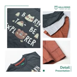 Thumbnail Bộ cộc tay bé trai Ualarogo sát nách 1-5 tuổi vải Cotton sớ gỗ co giãn mềm mại thấm hút 3824 4