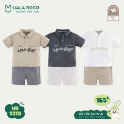 Thumbnail Bộ cộc tay bé trai Ualarogo áo Polo 1-5 tuổi vải Petit mềm mịn co giãn thấm hút 2378 3