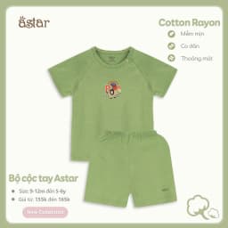 Thumbnail Bộ cộc tay cài chéo ASTAR vải cotton rayon in hình cho bé 9 tháng đến 6 tuổi 3