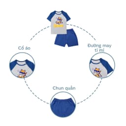 Thumbnail Bộ cộc tay cài chéo BENTY hình Summer BT083 cotton thoáng mát mềm mịn, đồ ngắn tay bé trai, bé gái 3